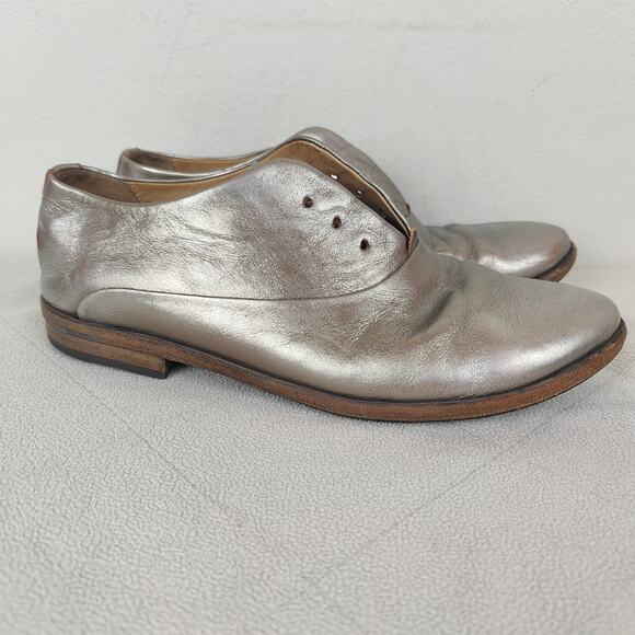 Marsell‎ Strasacco Oxford Shoes Womens 36.5 6.5 Silver Metallic Leather Laceless